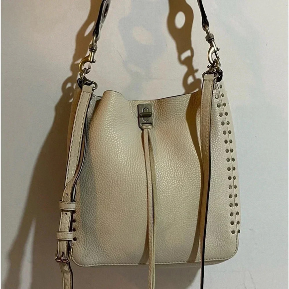 Rebecca Minkoff white gray pebbled leather crossbody handbag - Picture 3 of 14